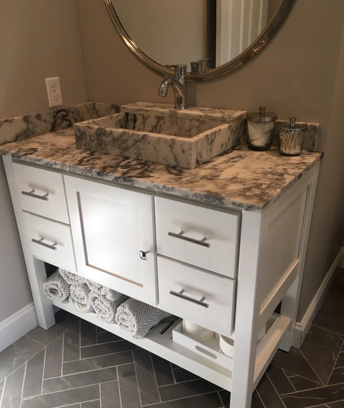 Custom Marble Vanity & Sink in Boston, Massachusetts